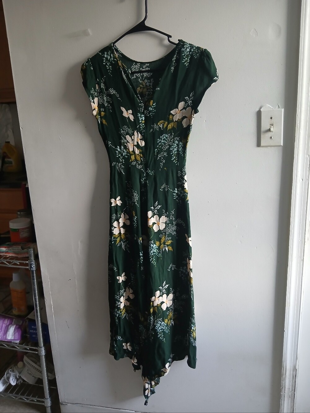 Reformation Forest Green Floral Midi Dress